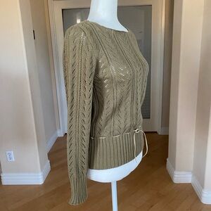New York & Company Olive Women's Sweater With Suede String Belt